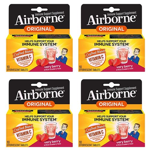 Airborne Very Berry Effervescent Tablets, 10 count - 1000mg of Vitamin C - Immune Support Supplem...