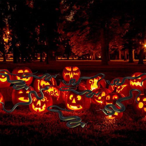 9 Pieces Rubber Snakes Realistic Fake Snake Black Snakes for Pranks, Scary Games, Novelty Party Favors (Black)