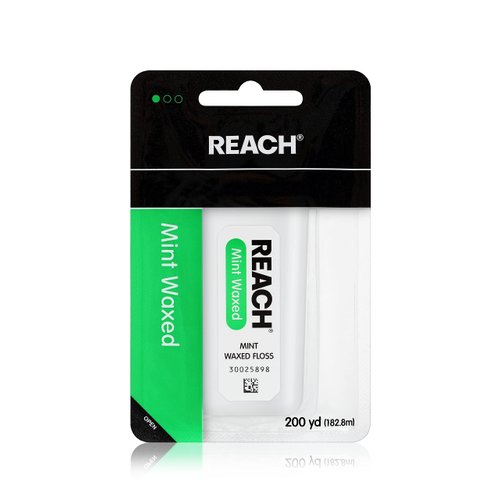 Reach Waxed Dental Floss | Effective Plaque Removal, Extra Wide Cleaning Surface | Shred Resistance & Tension, Slides Smoothly & Easily , PFAS FREE | Mint Flavored, 200 Yards, 1 Pack