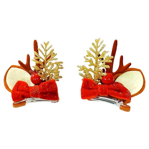 SHANRUN Christmas Antlers Hair Clips Headbands for Women Xmas Cute Reindeer Hairpins Barrettes Head Bands Headdress for Adult Girls Party Decorations Christmas Festival Fashion Supplies,Brown