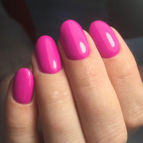 GLAMERMAID Press on Nails Oval,Hot Pink Medium False Nails with Adhesive Tabs,24 Pcs Glossy Oval Short Glue on Nails for Women,Reusable Acrylic Stick on Nails for Gift