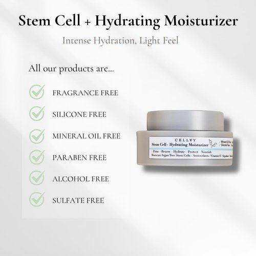 CELLVY Hydrating Moisturizer w/Moroccan Argan Tree Stem Cells, Squalane & Antioxidants, Lightweight Anti-Aging Face Cream, Firms, Repairs