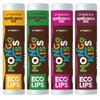 Eco Lips Mongo Kiss Organic Lip Balm 4 Pack Peppermint, Pomegranate, Vanilla Honey, Black Cherry - 100 Percent USDA Organic - Soothe, Moisturize Dry, Cracked and Chapped Lips - Made in USA