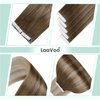 LaaVoo Balayage Tape in Hair Extensions Human Hair 22 Inch Invisible Tape in Extensions Ombre Brown to Ash Blonde with Platinum Blonde Hair Extensions Tape in Human Hair 20pcs/50g