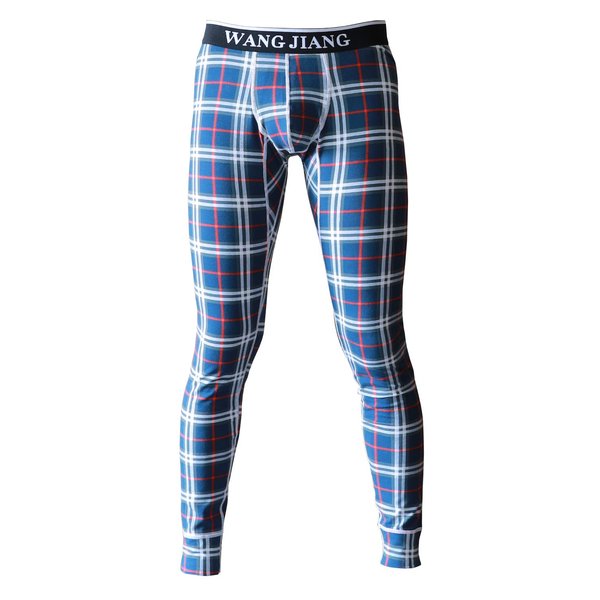 ARCITON Men's Low Rise Leggings Long Johns Thermal Pant US M/with Tag L(Waist: 33"- 35") Plaid Navy Blue