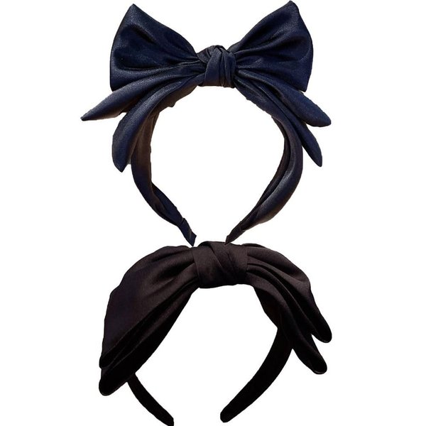Kopida Black Satin Big Bowknot Headband Bow Headband Women's French Retro Simple Versatile Ribbon Hair Hoop Face Wash Hair Band Hair Accessories