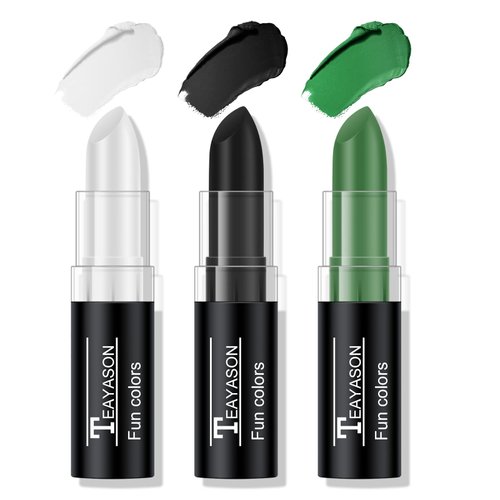 FREEORR 3 Colors White Black Green Face Body Paint Stick, Eye Black Baseball Sticks Face Paint for Baseball/Football/Halloween/Costume Parties Accessories Vampire/Witch/Clown Makeup Face& Body Paint