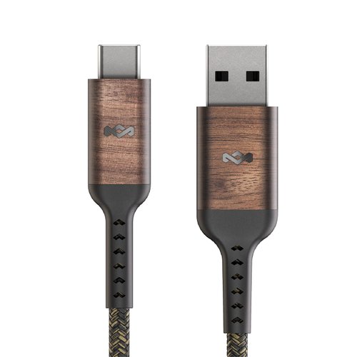House of Marley Rewind USB-C to USB-A Cable: Braided Charging Cable, USB-IF and MFI-Certified, 10ft Long, Made with Sustainable Materials