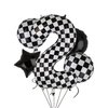 40 Inch Checkered Number Balloon 2 Black and White Two Fast Race Car Birthday Balloons Baby Hippie Smile Party Shower Boys 2nd Birthday Race Car Theme Party Decor Supplies 5 Pcs