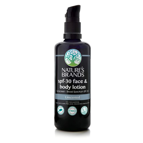 Natural SPF 30 Face & Body Lotion by Herbal Choice Mari (Unscented, 4 Fl Oz Bottle)