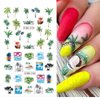 Summer Coconut Tree Nail Art Stickers Water Transfer Nail Decals Ocean Beach Palm Tree Nail Design Sticker Tropical Style Nail Stickers for Women Girls DIY Nails Design Nail Art Decorations Supplies