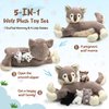 Motionchic 5 Pcs Christmas Wolf Stuffed Animals Set 20 Inch Mommy Wolf Plush with 4 Magnetic Baby Wolves in Her Zippered Tummy Soft Cuddly Wolf Plushie Gifts for Boys Girls Xmas Birthday Favors