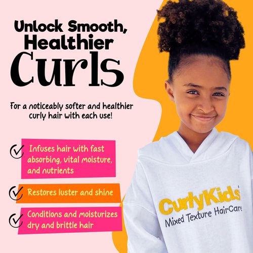 CurlyKids Hair Detangler Conditioner for Kids Kinky, Wavy & Curly Hair - Sulfate & Paraben Free Hair Care Formula - 8oz