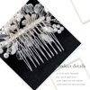 CanB Bride Pearl Hair Comb Flower Silver Wedding Leaf Crystal Bridal Headpieces bridesmaid Head Plece Flower Girl Rhinestone Hair Jewelry Accessories for Women and Girls (Silver)