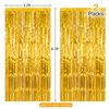 CHRORINE 2pcs 3ft x 8.3ft Gold Tinsel Foil Fringe Curtains Streamers Backdrop for Birthday Graduation Wedding Engagement Bridal Shower Bachelorette Holiday Gold Party Decorations