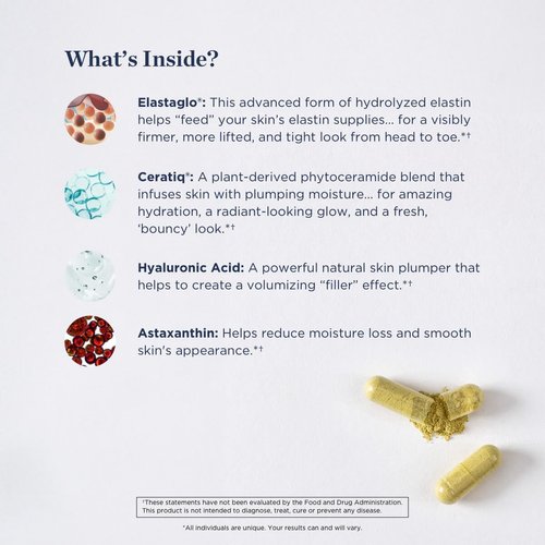 Beverly Hills MD Elastaboost Dietary Supplements for Aging Skin- Elastin Supporting Formula for Lifted, Firmer, Skin w/Hydrolyzed Elastin, Hyaluronic Acid, Vitamin C, Phytoceramides (60 Capsules)