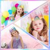 Sinmoe 32 Pcs Rainbow Birthday Party Crown for Kids Birthday Party Hats Rainbow Glitter Decorations Paper Crowns Headband for Girls Birthday, Rainbow Party Supplies, Classroom Activities,12 Styles