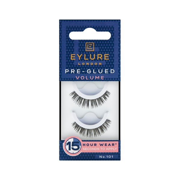 Eylure Press On Pre-Glued False Eyelashes, Volume Lash, No. 101, 1 Pair