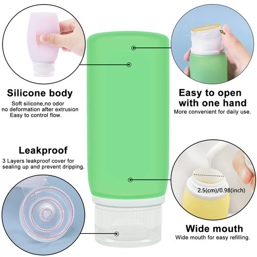 Muslish 21 Pack Leak Proof Silicone Travel Bottles Set, TSA Approved Containers for Toiletries, Travel Size Accessories and Shampoo Conditioner Bottles with Toiletry Bag (BPA Free)