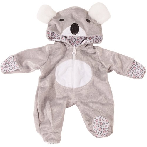 Gotz One Piece Koala Bear Costume Pajama Sleeper with Padded Feet, Paws and Hood with Ears for 12-13" Baby Dolls