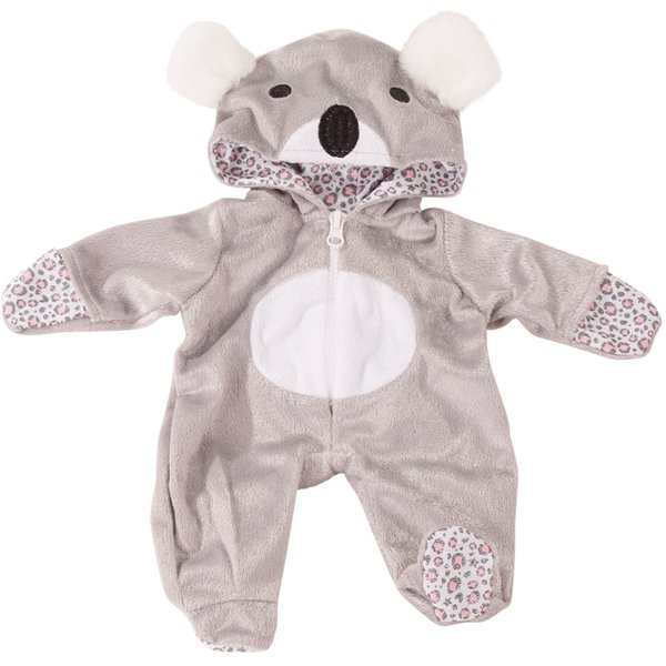 Gotz One Piece Koala Bear Costume Pajama Sleeper with Padded Feet, Paws and Hood with Ears for 12-13" Baby Dolls