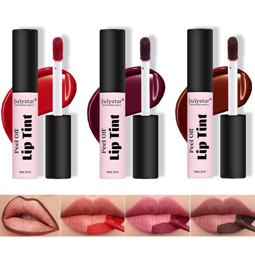DENESTUP 3 Colors Peel off Lip Liner Tattoo, Tattoo Lipstick Peel off Lip Stain Long Lasting Waterproof Plump Matte Finish Lip Makeup with Vitamin E, Gift for Women