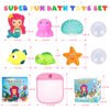 Light Up Bath Toys for Toddlers Kids Girls Baby, No Hole Glow Bath Toys with Bath Book & Organizer, Led Light Bath Time Water Toys for Bath Tubs Bathrooms Pool, Gift for Toddlers Girls Infants