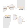 Kursan Blue Light Blocking Glasses for Women Men Stylish Round Metal Frame Clear Lens Eyeglasses (Silver)