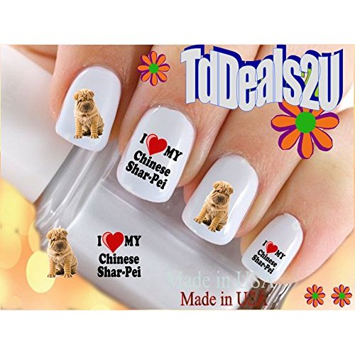 Dog Breed - Shar Pei Dog I Love my Chinese Shar Pei Nail Decals - WaterSlide Nail Art Decals - Salon Quality DIY Manicure Nail Accessories