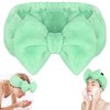 Shintop Makeup Headband, Soft Face Wash Headband with Cute Bow Elastic Spa Headband for Skincare Facial Mask Showers（Light Green）