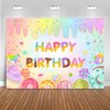 Mocsicka Donut Happy Birthday Backdrop for Girls Sweet Candy Birthday Party Decorations Background Cake Table Banner Donut Ice Cream Birthday Photography Background (7x5ft (82x60 inch))