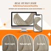 Full Shine Clip in Hair Extensions Ash Blonde Highlight Bleach Blonde Seamless Clip in Human Hair Extensions 8 Pcs Ash Blonde Real Hair Extensions for Women Clip in 120 Grams 16 Inch
