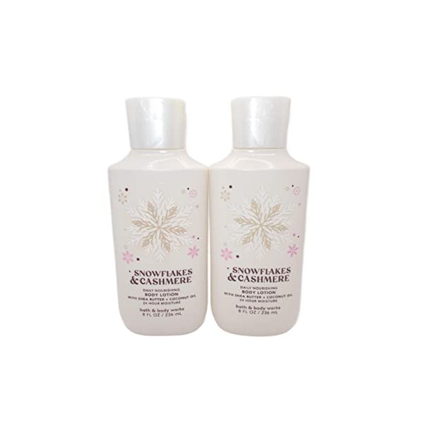 Bath and Body Works Snowflakes & Cashmere Super Smooth Body Lotion Sets Gift For Women 8 Oz -2 Pack (Snowflakes & Cashmere)