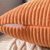 MIULEE Pack of 2 Orange Pillow Covers 18x18 Inch Soft Boho Striped Corduroy Throw Pillow Covers Set Decorative Square Cushion Cases Pillowcases for Sofa Bedroom Couch