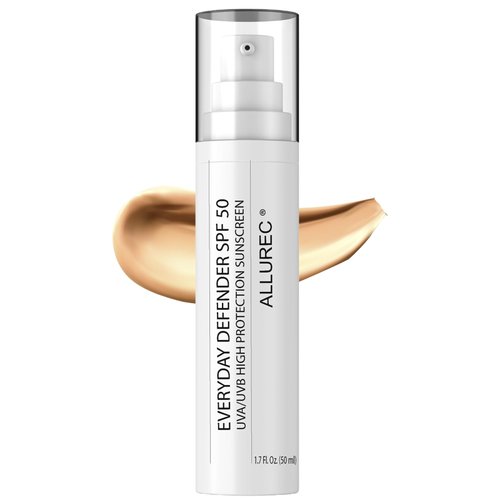 ALLUREC Tinted Mineral Sunscreen for Face SPF 50 PA++++ Broad-Spectrum UVA/UVB High Protection Facial Lotion Moisturizer with Titanium Dioxide & Zinc Oxide. Blur Pores Wrinkles Spots Instantly.