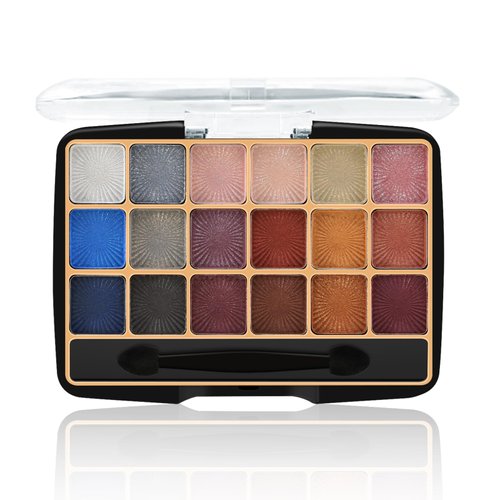 Apooliy 18 Colors Eyeshadow Palette,Shimmer Highly Pigmented Eye Shadow Palette with Applicator,Long Lasting Makeup Palette,Waterproof Blue Eyeshadow