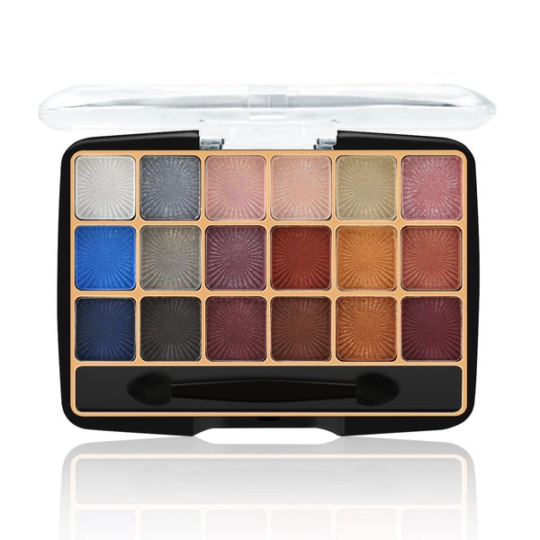 Apooliy 18 Colors Eyeshadow Palette,Shimmer Highly Pigmented Eye Shadow Palette with Applicator,Long Lasting Makeup Palette,Waterproof Blue Eyeshadow
