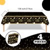 4PCS New Year Tablecloth, Disposable Black Gold NYE Party Tablecloth Decorations, Rectangular Plastic Happy New Year Table Cover NYE Theme Party Supplies for Birthday Party Decorations, 108 x 54”