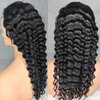 20Inch Deep Wave Lace Front Wigs Human Hair-13x4 HD Transparent Deep Wave Frontal Wigs Human Hair Glueless Curly Wigs for Women 180% Density Curly Lace Front Human Hair Pre Plucked with Baby Hair