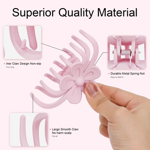 Amariver 6PCS Flower Hair Claw Clips for Women Matte Claw Clips Flower Hair Clips Non-slip Flower Hair Clip for Thick Thin Hair Strong Hold Hair Claws Hair Accessories for Women Girls