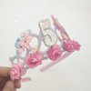 Jaczora 1 PACK 5th Birthday Headband, 5th Birthday Decorations for Girls, Pink Hair Band Cute 5 Year Old Princess Tiara Birthday Party Decorations 5 Year Old Girl Gift