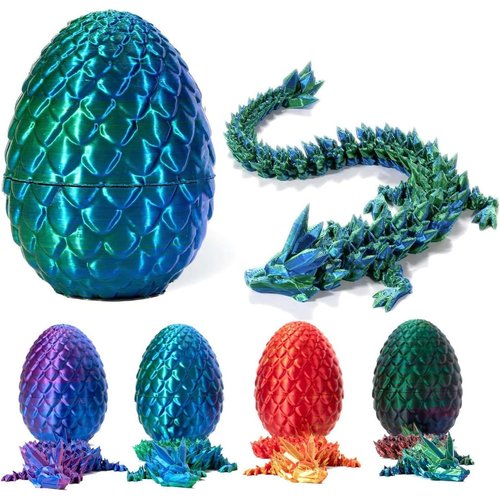 3D Printed Dragon in Egg,3-d Printed Dragon with Dragon Inside Full Articulated Dragon Crystal Dragon with Dragon Egg,Flexible Joints Home Decor Executive Desk Toys,Executive Desk Toys for Autism/ADHD