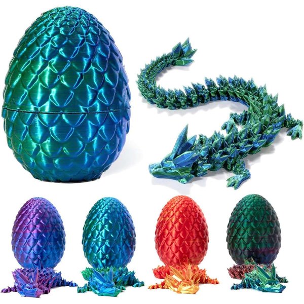 3D Printed Dragon in Egg,3-d Printed Dragon with Dragon Inside Full Articulated Dragon Crystal Dragon with Dragon Egg,Flexible Joints Home Decor Executive Desk Toys,Executive Desk Toys for Autism/ADHD