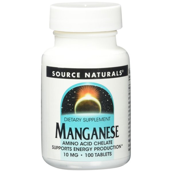Source Naturals Manganese 10 mg Amino Acid Chelate,100 Tablets (Pack of 2)