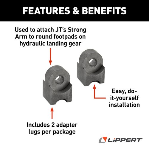 Lippert JT’s Strong Arm RV Jack Stabilizer Adapter Lugs for Round Footpads, Hydraulic Landing Gear Jacks on 5th Wheel RVs and Travel Trailers, 2-Pack - 314592