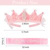 CUBACO Birthday Crown Headband Birthday Girl Crown and Sash, Birthday Girl Headband Princess Pink Crown 5 Year Old Girl Gift Outfit Birthday Decorations,Suitable for Party Favors Decorations