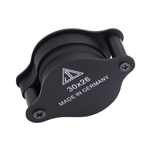 Mini Pocket Magnifier 30X 26MM Foldable Handheld Jewelry Loupe Metal Reading Magnifying Glasses Black for Small Prints, Coins,Science, Low Vision, Gift for Seniors and Kids