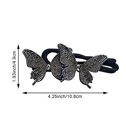 2 PACK Rhinestone Butterfly Hair Bun Maker, Elegant Lazy Hair Curler, Rhinestone Hair Bun Maker, French Hairstyle Twist Bun Maker, Elegant Hair Accessories For Women Girls