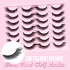 Natural Lashes Wispy False 3D Mink Eyelashes Pack, 14 Pairs, Short Length, Fluffy Fox Eye Strip Lashes for Daily Makeup (3DMAO-12)