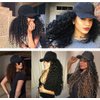 Qlenkay Leopard Baseball Cap with 16in Hair Extensions Adjustable Metal Buckle Wig Hat Attached African Kinky Curly Hairpiece for Woman Black to Light Auburn